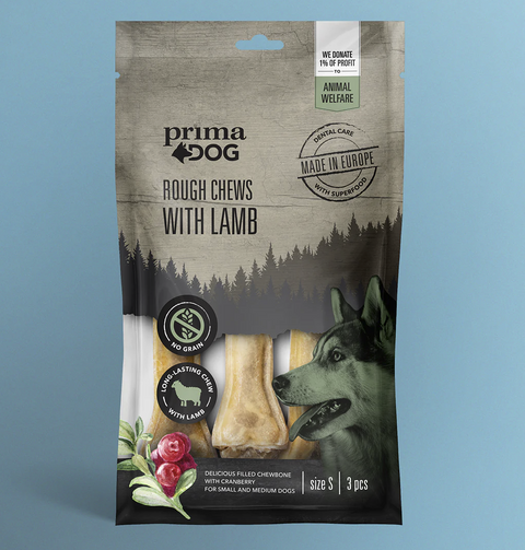 PrimaDog Rough Chews koko L (Lammas 140g)