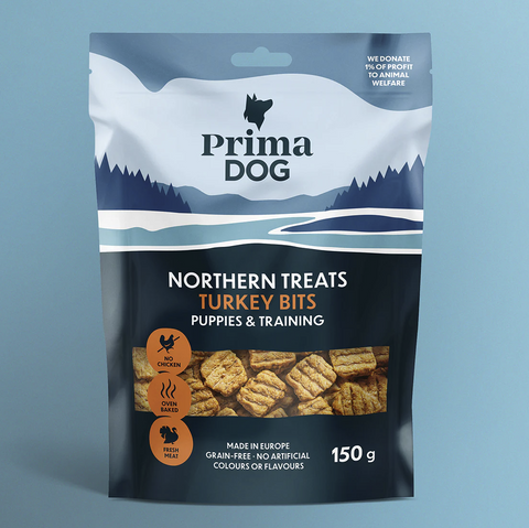 PrimaDog Northern Treats Kalkkunaherkku pennuille ja treenaamiseen | 150g