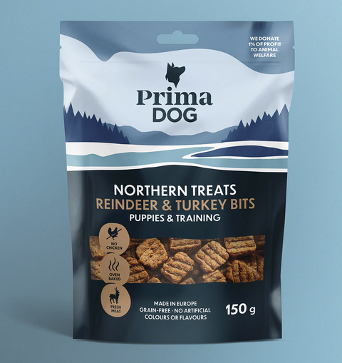 PrimaDog Northern Treats Puppies& Training (Poro ja Kalkkuna 150g)